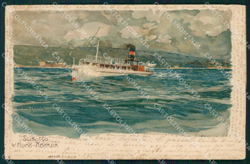 Croazia Croatia Fiume Abbazia Scirocco Nave cartolina QT8201 – fronte