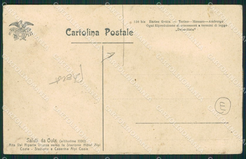 Torino Oulx Ulzio Militari Genta PIEGA cartolina QZ0106 – retro