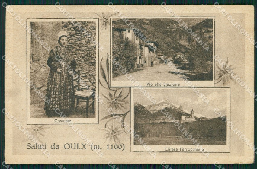 Torino Oulx Ulzio Saluti da Costumi PIEGHINE cartolina QZ0110 – fronte