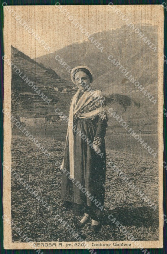 Torino Perosa Argentina Costumi Valdesi PIEGHINA cartolina QZ0126 – fronte