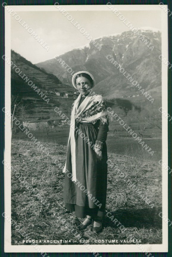 Torino Perosa Argentina Costumi Valdesi foto cartolina QZ0132 – fronte