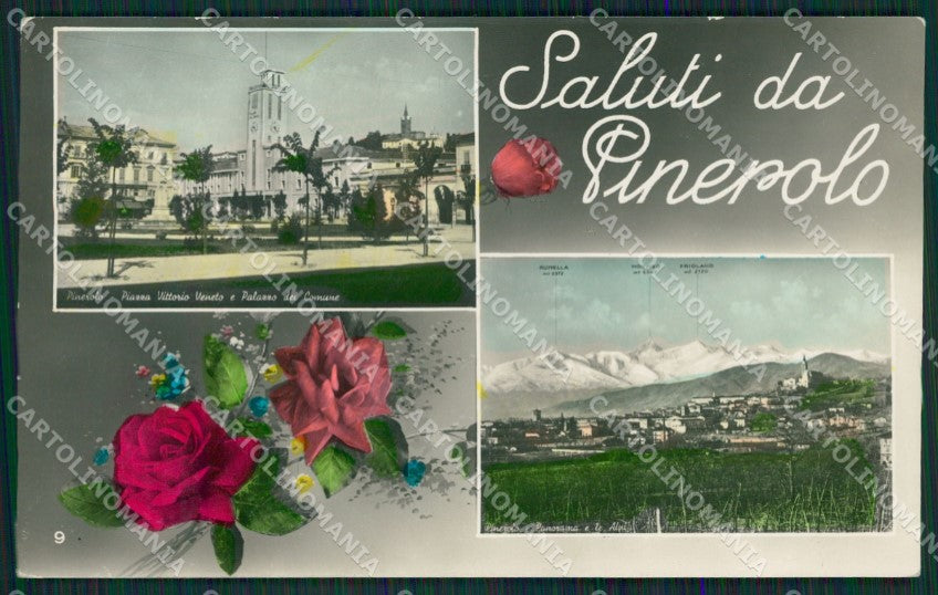 Torino Pinerolo Saluti da foto cartolina QZ0226 – fronte
