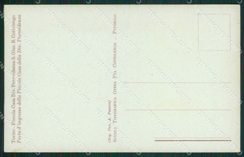 Torino Pinerolo Piccola Casa Divina Provvidenza cartolina QZ0257 – retro