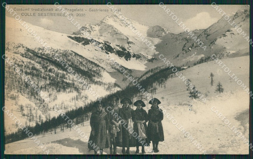 Torino Sestrieres Colle nevicata Costumi cartolina QZ0501 – fronte