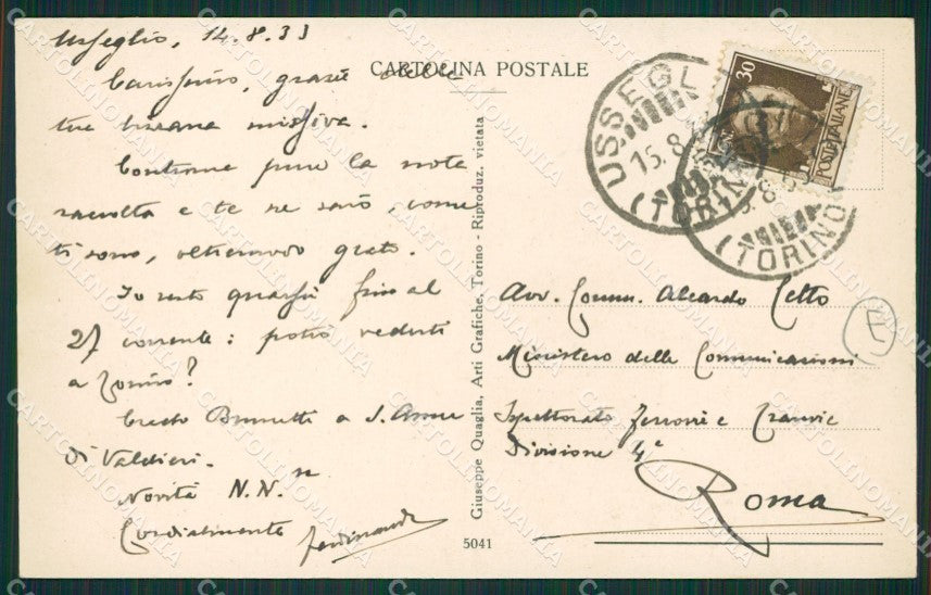Torino Usseglio Chiaberto cartolina QZ0619 – retro