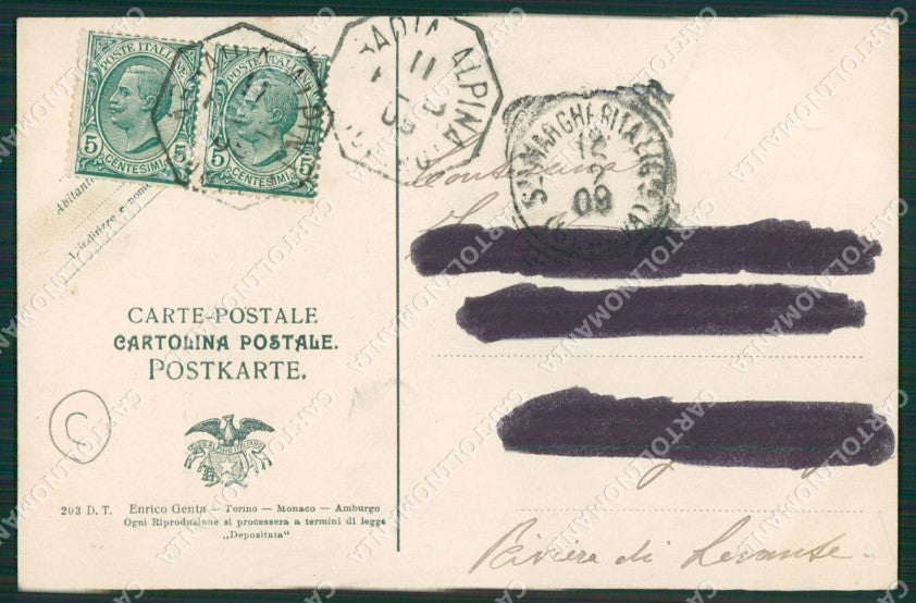 Torino Costumi Val Chisone Genta SCOLLATA cartolina QZ0625 – retro