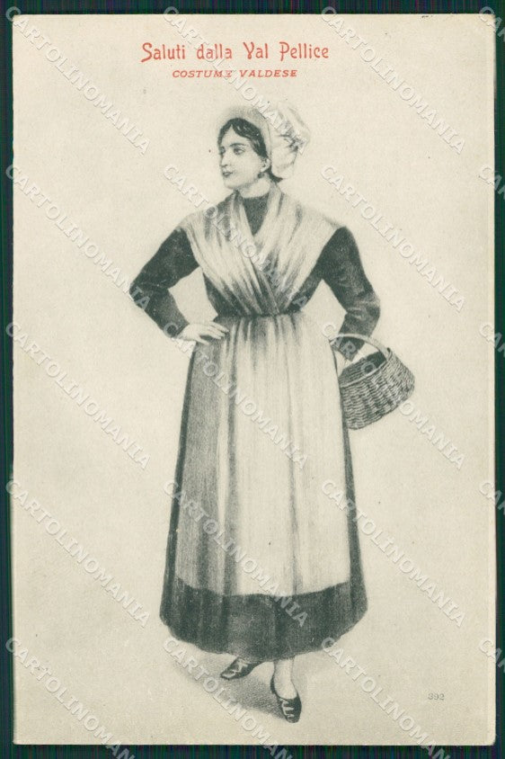Torino Costumi Valdesi Val Pellice cartolina QZ0635 – fronte
