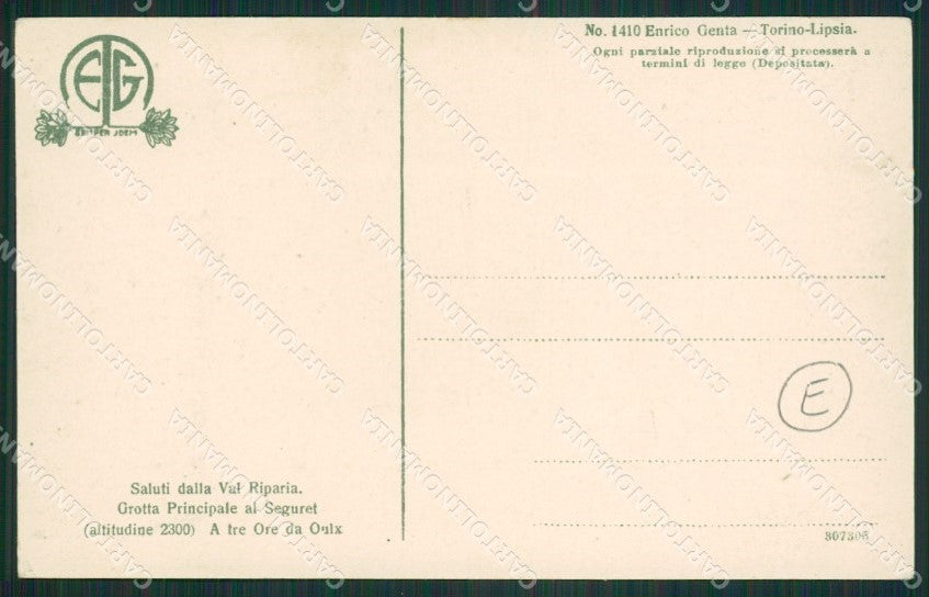 Torino Grotta Seguret Val Riparia Genta Militari cartolina QZ0701 – retro