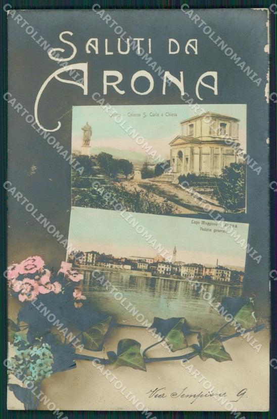 Novara Arona Saluti da foto cartolina QZ0825 – fronte