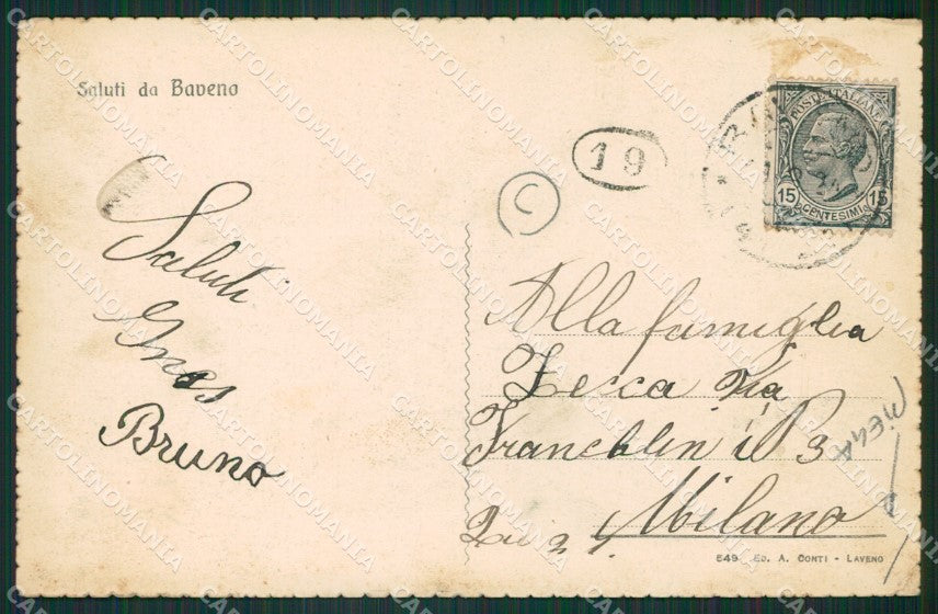 Verbania Baveno Battello PIEGA cartolina QZ0852 – retro