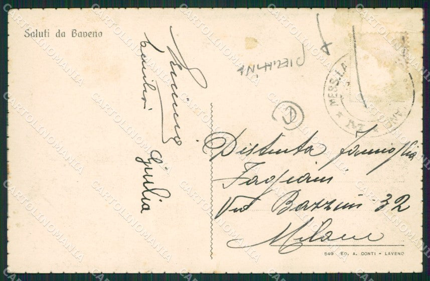 Verbania Baveno Battello PIEGHINA cartolina QZ0871 – retro