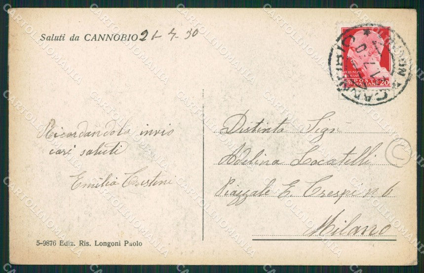 Verbania Cannobio Battello cartolina QZ0958 – retro