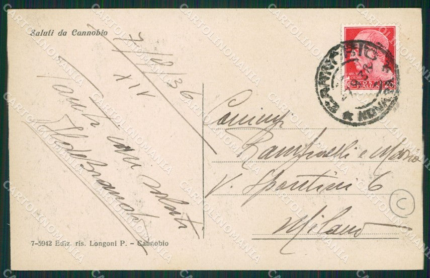 Verbania Cannobio Battello cartolina QZ0966 – retro