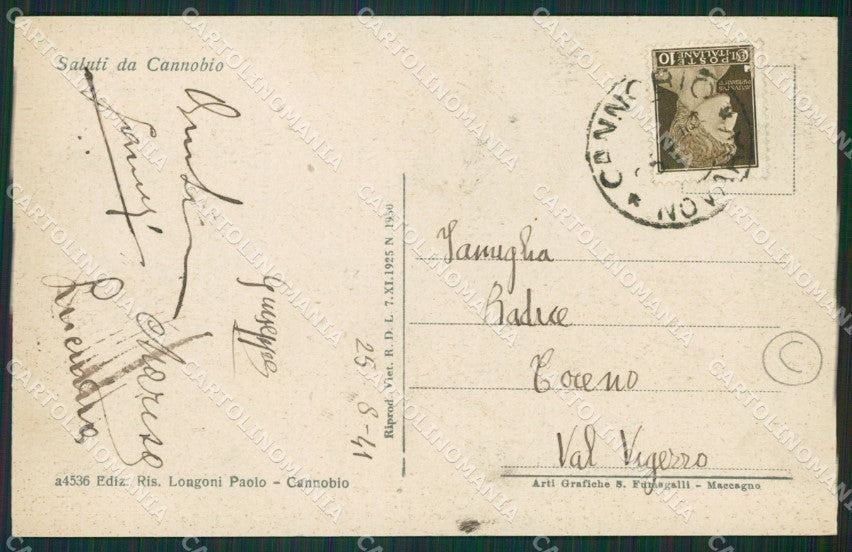 Verbania Cannobio cartolina QZ0968 – retro