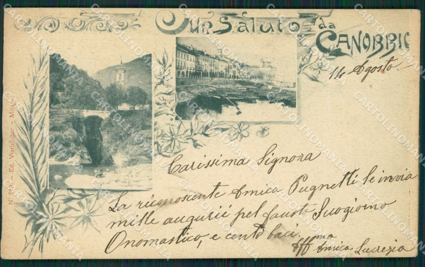Verbania Cannobio Saluti da PIEGATA cartolina QZ0994 – fronte