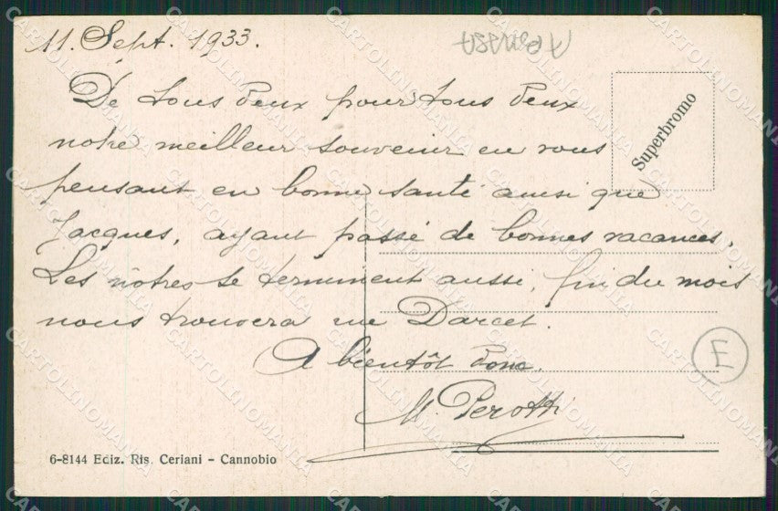 Verbania Cannobio Saluti da ABRASA cartolina QZ1000 – retro