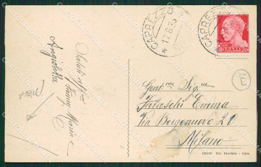 Verbania Caprezzo PIEGA cartolina QZ1018 – retro