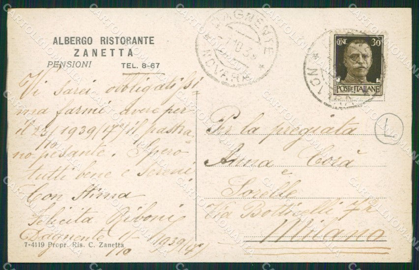 Novara Arona Dagnente cartolina QZ1056 – retro