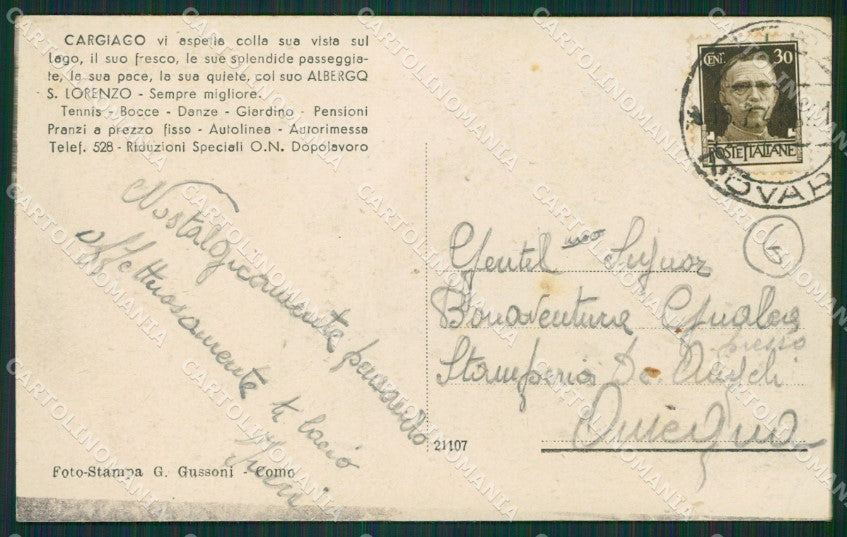 Verbania Ghiffa Cargiago cartolina QZ1081 – retro