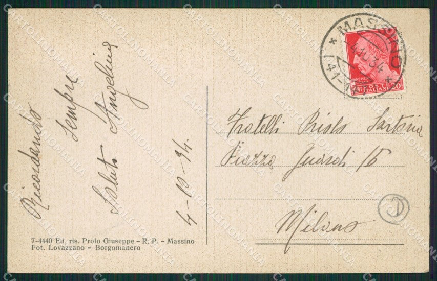 Novara Massino cartolina QZ1287 – retro