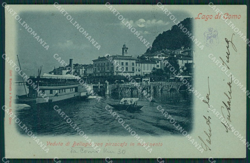 Como Lago di Bellagio Battello Chiaro di Luna cartolina QZ1318 – fronte
