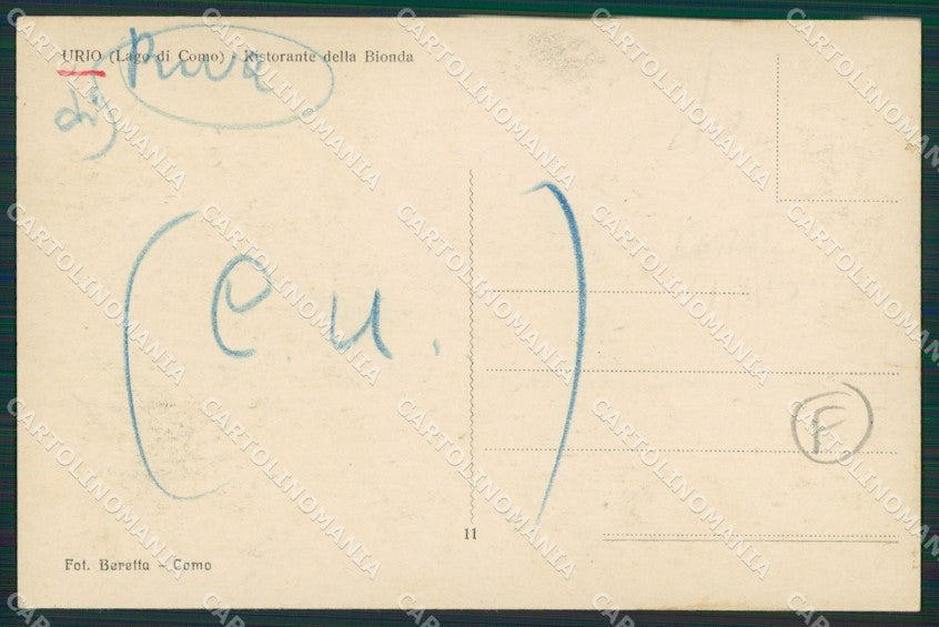 Como Lago di Carate Urio cartolina QZ1439 – retro