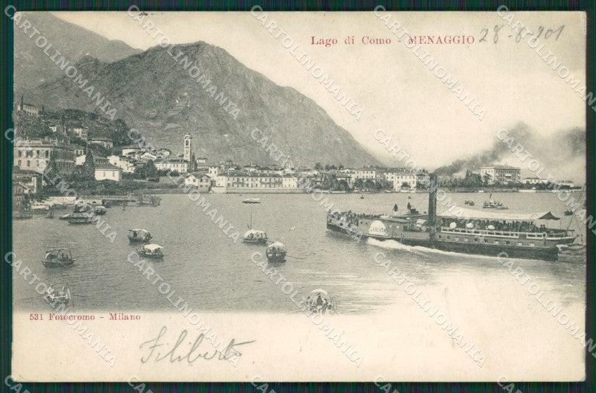 Como Lago di Menaggio Battello PIEGA cartolina QZ1482 – fronte