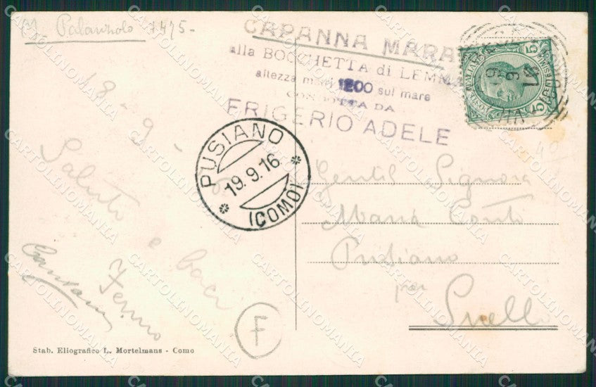 Como Lago di Palanzone Stella Alpina Bocchetta di Lenna Mara cartolina QZ1577 – retro