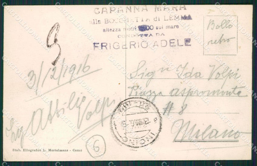 Como Lago di Palanzone Stella Alpina Bocchetta di Lenna Mara cartolina QZ1578 – retro