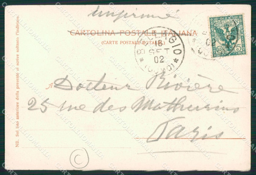 Como Lago di Costumi PIEGHINE cartolina QZ1654 – retro
