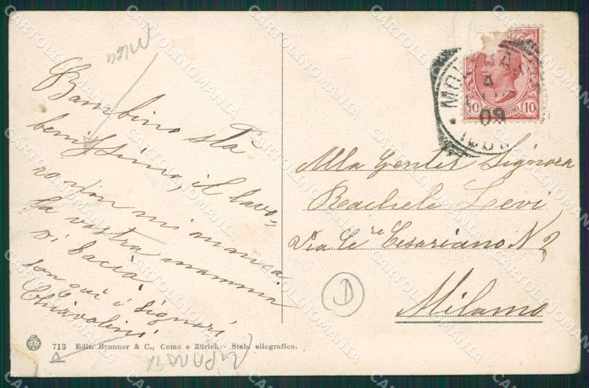 Como Lago di Costumi RIPARATA PIEGA cartolina QZ1687 – retro