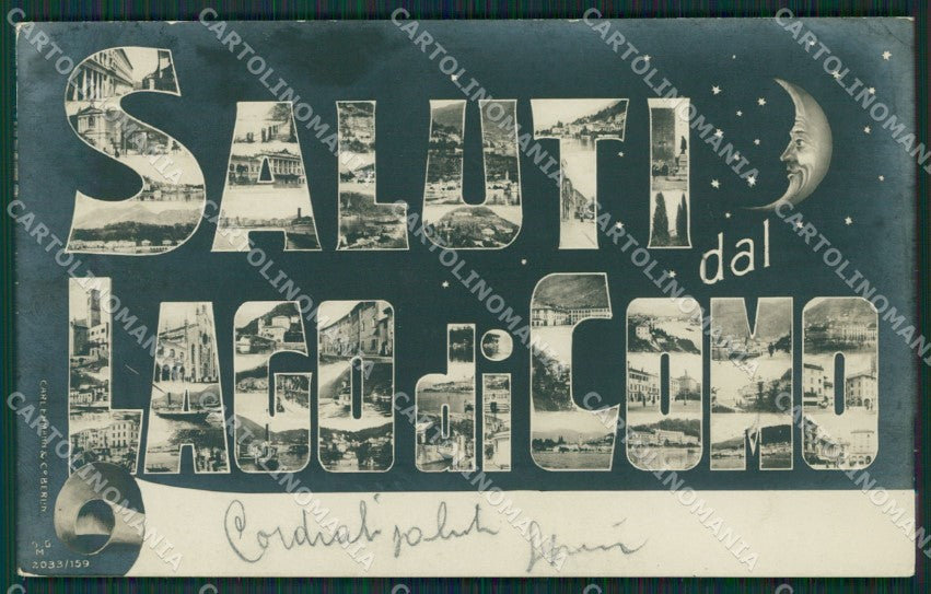 Como Lago di Saluti da PIEGHIENA foto cartolina QZ1717 – fronte