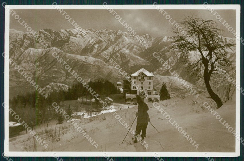 Verbania Mottarone Sci Nevicata Foto cartolina QZ1735 – fronte