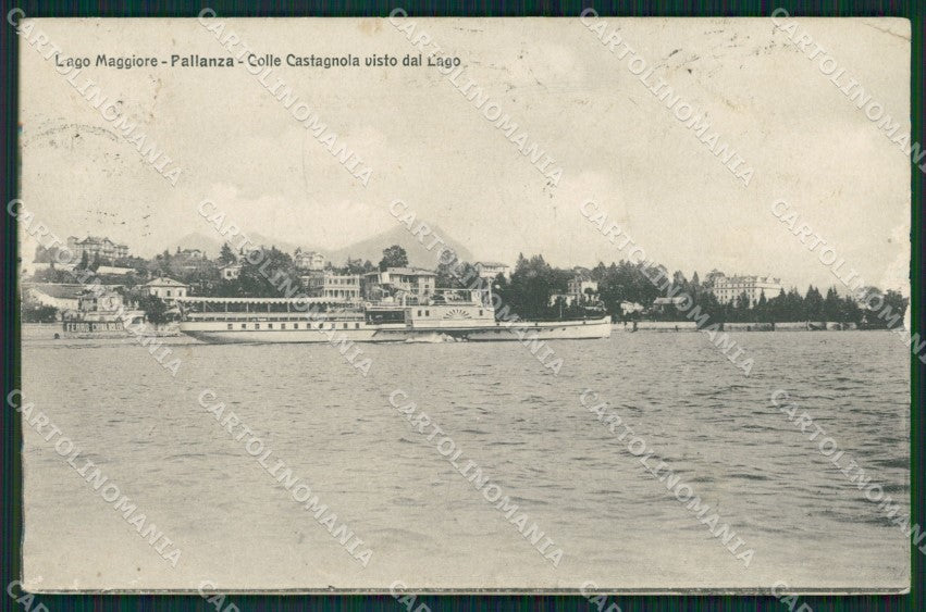 Verbania Pallanza Battello PIEGHINA ABRASA cartolina QZ1813 – fronte
