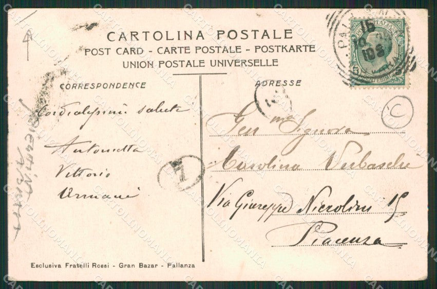 Verbania Pallanza Battello PIEGHINA ABRASA cartolina QZ1813 – retro