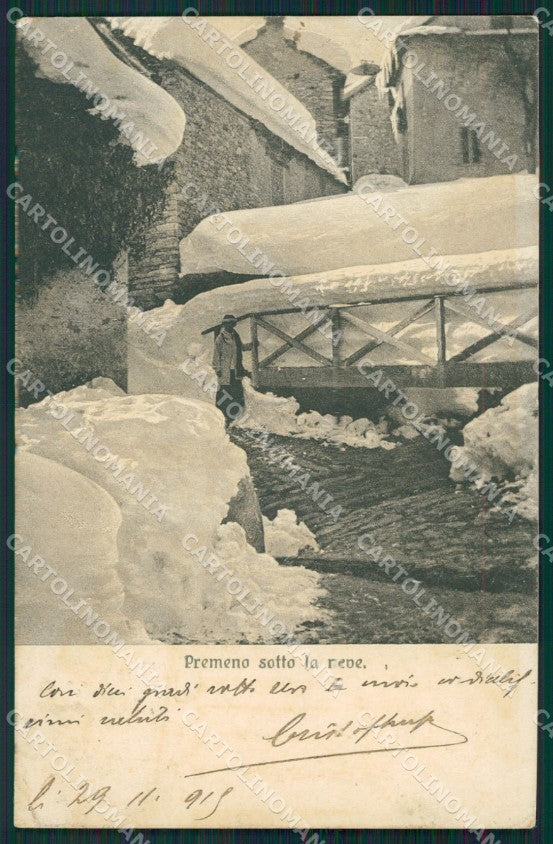 Verbania Premeno Nevicata PIEGHINA cartolina QZ1923 – fronte
