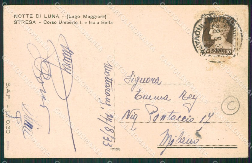 Verbania Stresa Chiaro di Luna cartolina QZ1958 – retro