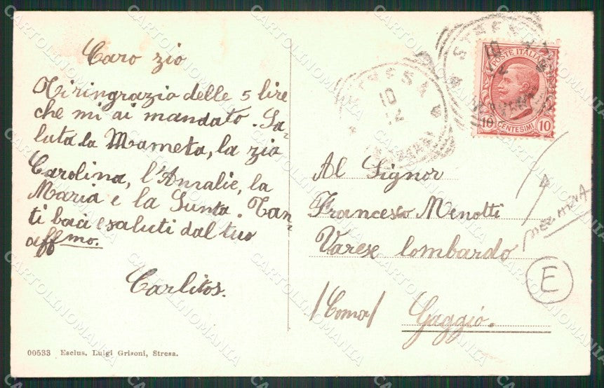 Verbania Stresa PIEGHINA cartolina QZ2013 – retro