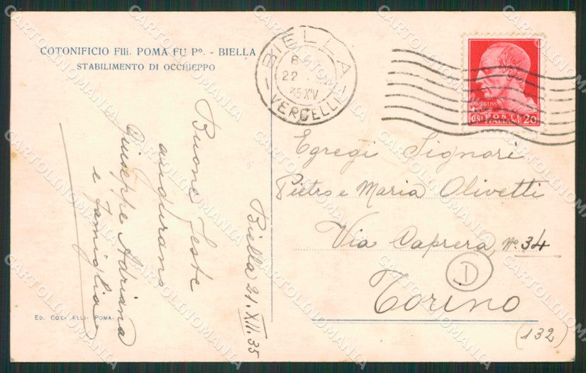 Biella Occhieppo Foto cartolina QZ2224 – retro