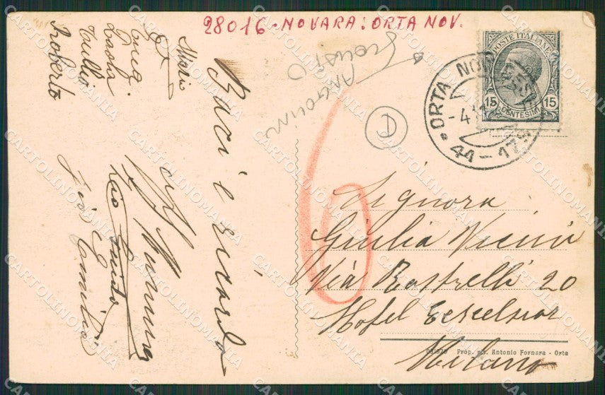 Novara Orta San Giulio ANGOLINO SCOLLATO cartolina QZ2352 – retro