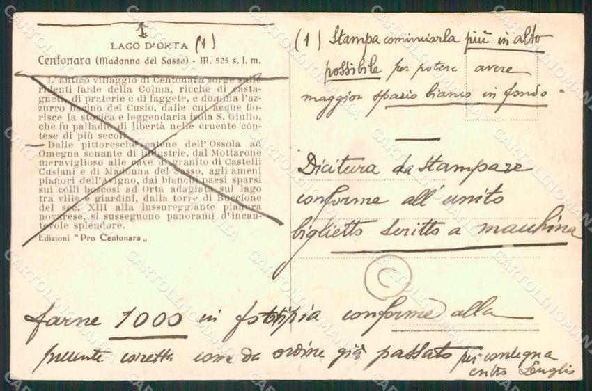 Verbania Madonna del Sasso Centonara Foto cartolina QZ2561 – retro