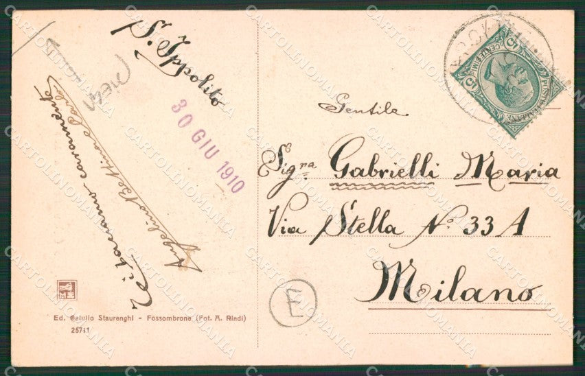 Pesaro Fossombrone PIEGA cartolina QZ2669 – retro