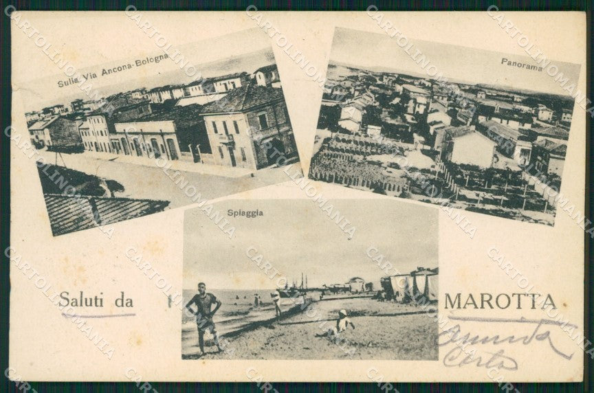 Pesaro Marotta Saluti da STRAPPO PIEGA cartolina QZ2739 – fronte