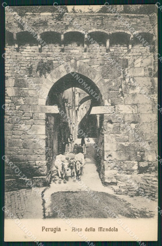 Perugia città Arco Mandorla PIEGA cartolina QZ2745 – fronte