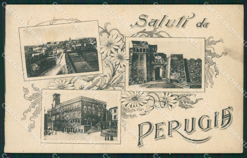 Perugia città Saluti da PIEGA cartolina QZ2830 – fronte