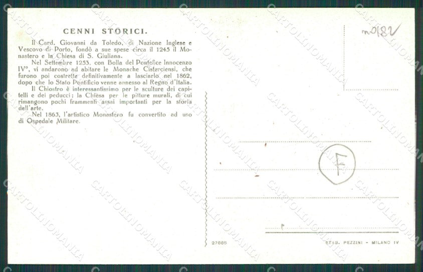 Perugia città Ospedale Militare cartolina QZ2919 – retro