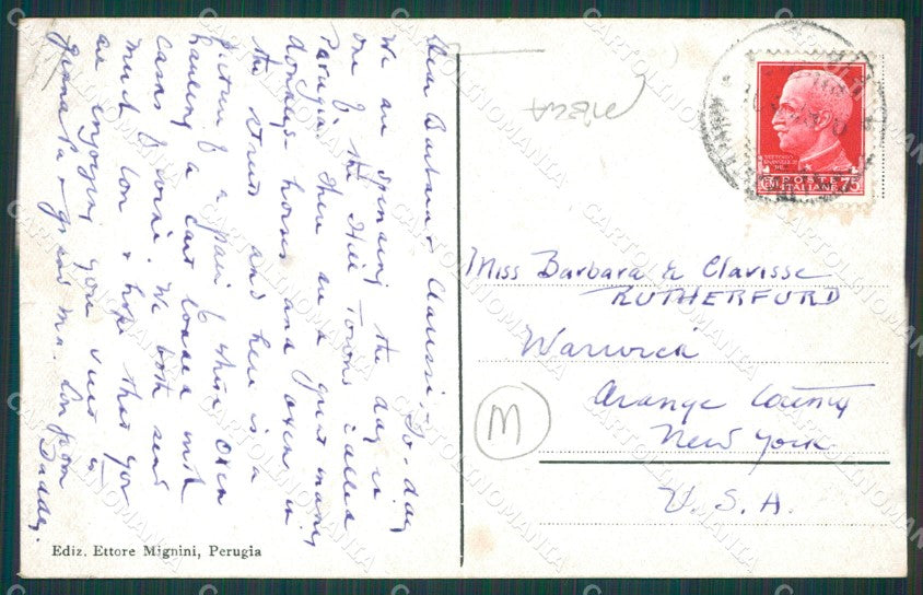Perugia città Carro Buoi PIEGA cartolina QZ2977 – retro