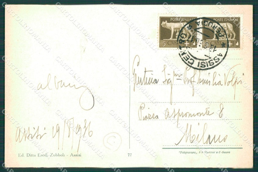 Perugia Assisi Carro Buoi cartolina QZ3002 – retro