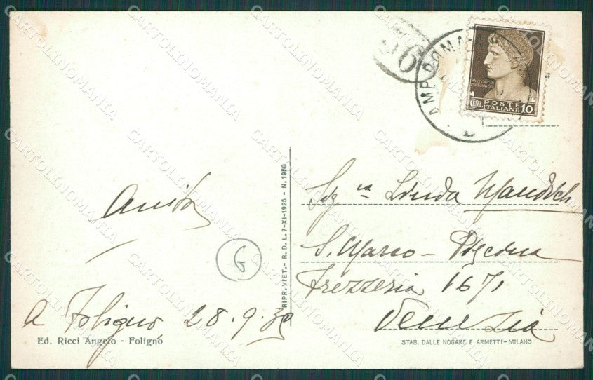 Perugia Foligno cartolina QZ3099 – retro