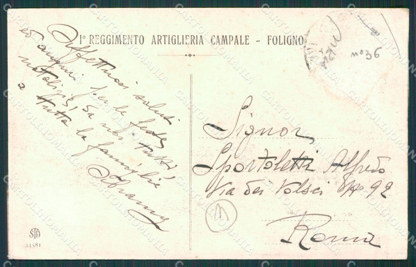 Perugia Foligno Militari PIEGA cartolina QZ3116 – retro